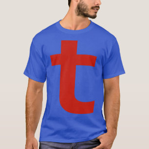 Camiseta Letra t en texto rojo tipografía mínima