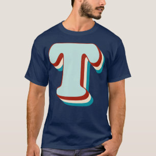 Camiseta Letra T Monograma retro vintage Tipo de letra inic