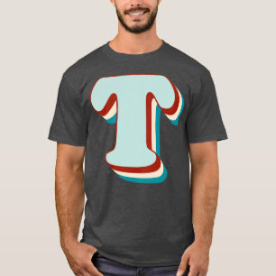 Camiseta Letra T Monograma retro vintage Tipo de letra inic