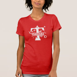 Camiseta Letra T Navidades Monograma Nombre inicial rojo