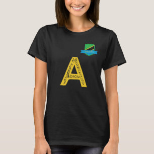 Camiseta Letra tanzana de grupo de bandera humana a negra t