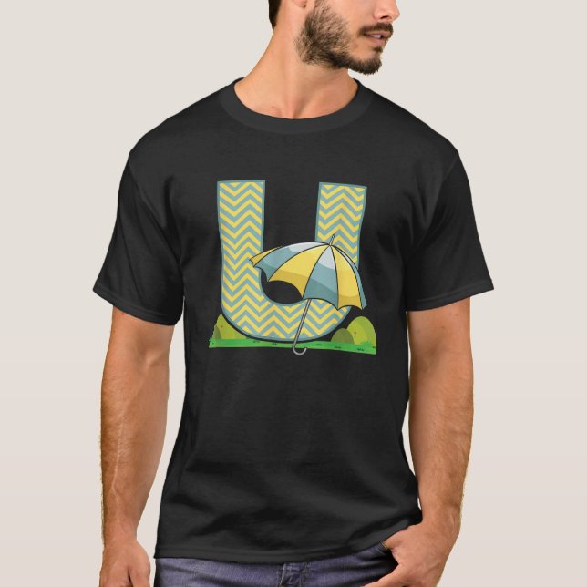 Camiseta Letra U Alfabeto paraguas apellido vocal inicial (Anverso)