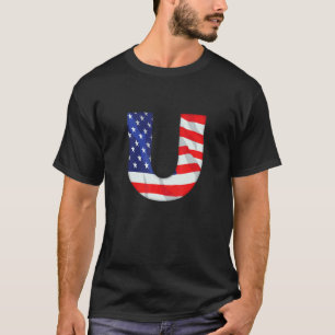 Camiseta Letra U mayúscula Alfabeto Estados Unidos Bandera 