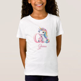 Camiseta Letra unicornio Q monograma primer día mágico