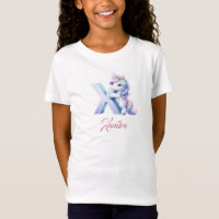 Letra unicornio rosa azul pastel minúscula x monog