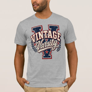 Camiseta Letra V de bloque angustiado de universidad vintag