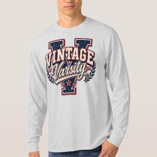 Camiseta Letra V de bloque angustiado de universidad vintag