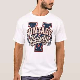 Camiseta Letra V en bloque angustiado de la vieja guardia u