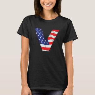 Camiseta Letra V mayúscula Alphabet Estados Unidos Bandera