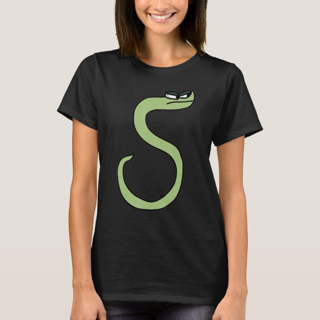 Camiseta Letra verde serpiente S alphabet lore (Anverso)