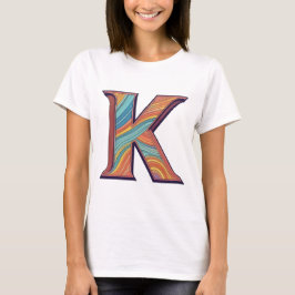 Camiseta Letra vibrante de onda 'K' retro