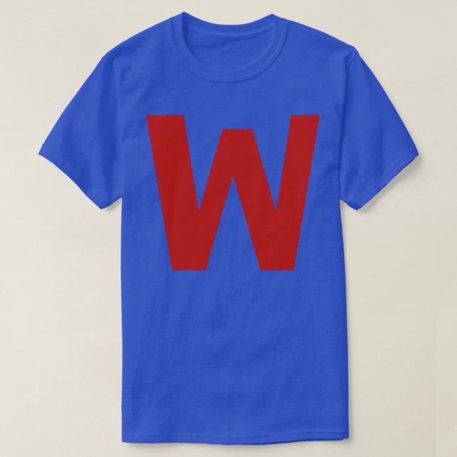 Camiseta Letra w en texto rojo tipografía mínima (Diseño del anverso)