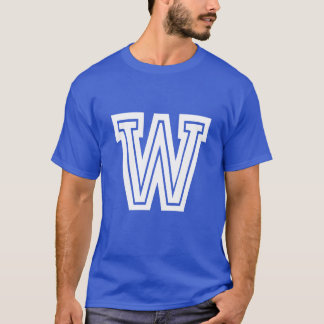 Camiseta letra W fuente universitaria escuela