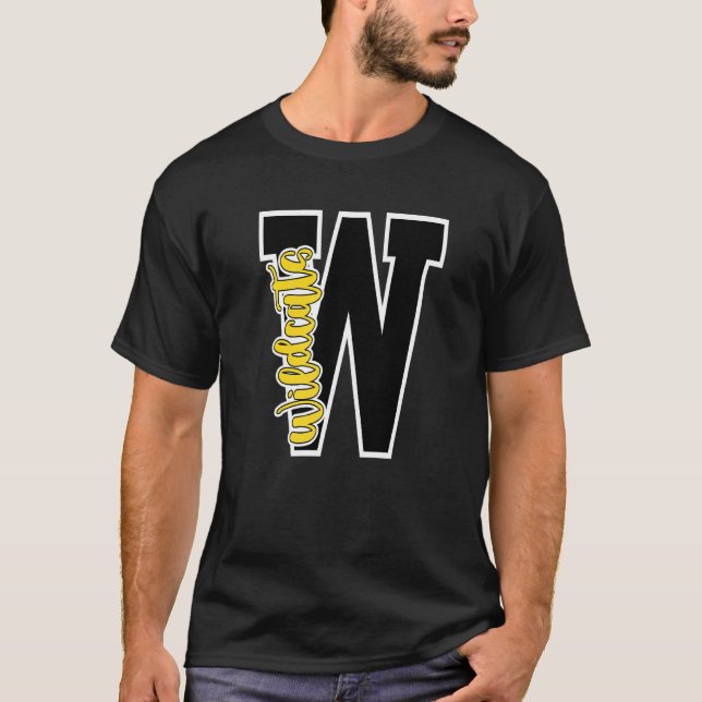 Camiseta Letra Wildcats School Spirit Mascot Black Yellow (Anverso)