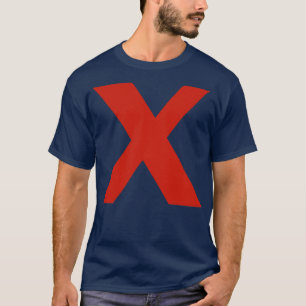 Camiseta Letra x en texto rojo tipografía mínima