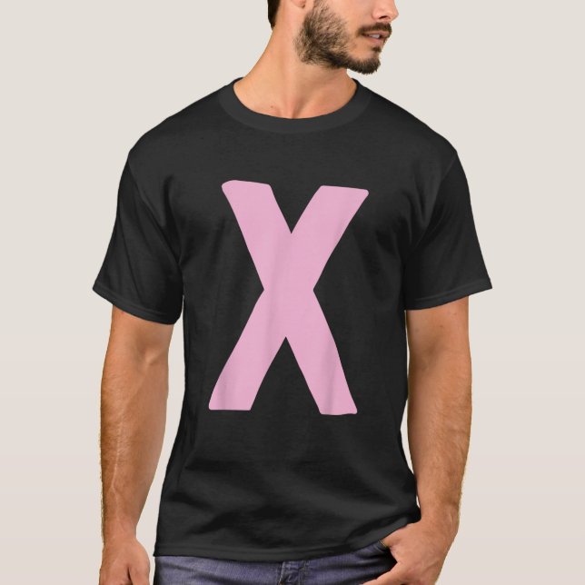 Camiseta Letra X grande y negrita en rosa (Anverso)