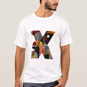 Camiseta Letra X – Monograma geométrico moderno con rayas
