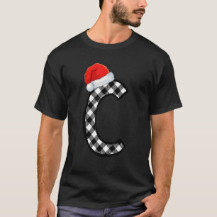 Camiseta Letra xmas plaid mayúscula C Santa Monograma Navid