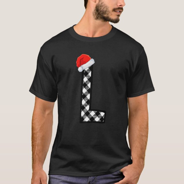 Camiseta Letra xmas plaid mayúscula L Santa Monograma Chris (Anverso)