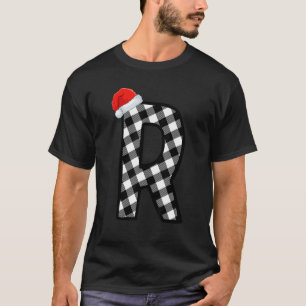 Camiseta Letra xmas plaid mayúscula R Santa Monograma Chris