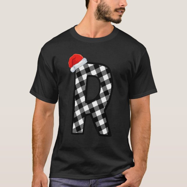 Camiseta Letra xmas plaid mayúscula R Santa Monograma Chris (Anverso)