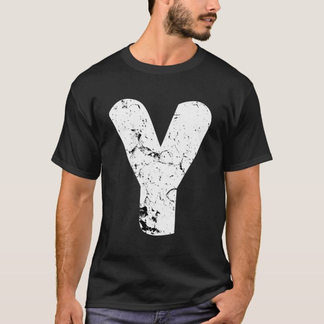 Camiseta Letra Y Big Capital Alphabet Monograma perturbado (Anverso)