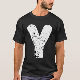 Camiseta Letra Y Monograma Mayúscula Grande Alfabeto Distor