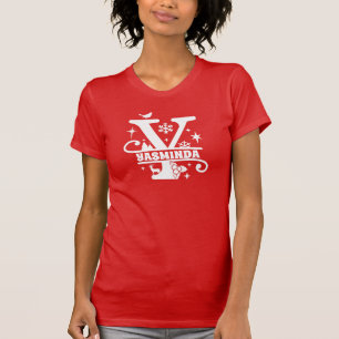Camiseta Letra Y Navidades Monograma Nombre inicial rojo 