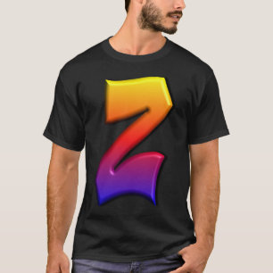Camiseta Letra Z, graffiti colorido alfabeto Z