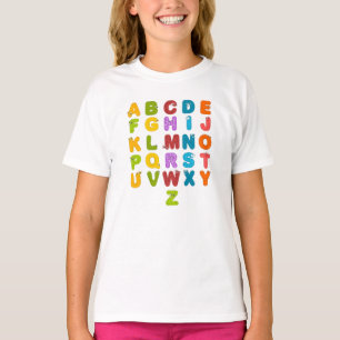 Camiseta Letras Bonitas Aprendizaje Divertido Alfabeto Colo