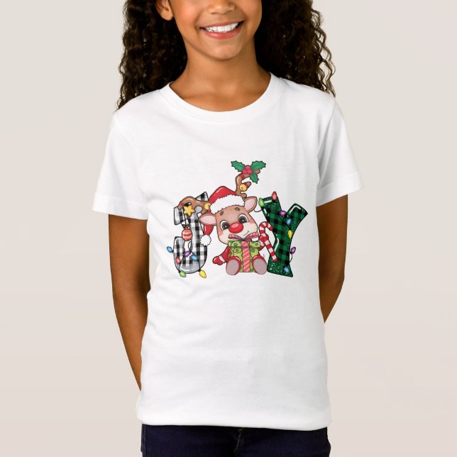 Camiseta Letras colocadas en renos Navidades JOY Textos (Anverso)