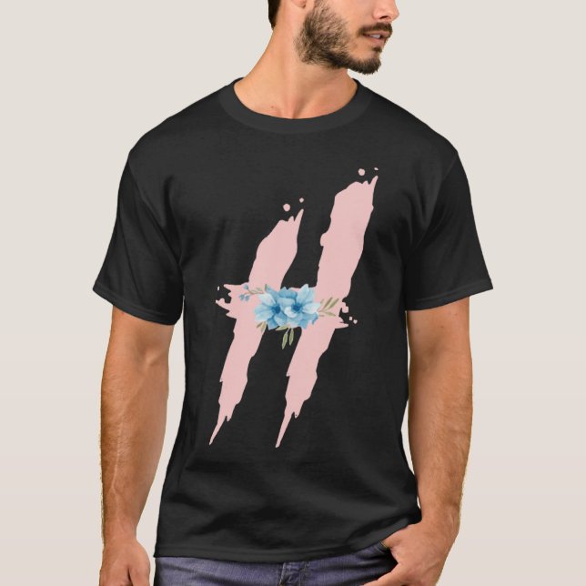 Camiseta Letras Cuestas De Alfabeto Floral De Monograma Ini (Anverso)