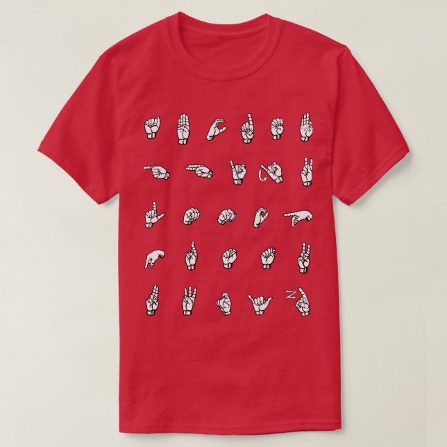 Camiseta Letras de alfabeto ASL individuales de ABC (Diseño del anverso)