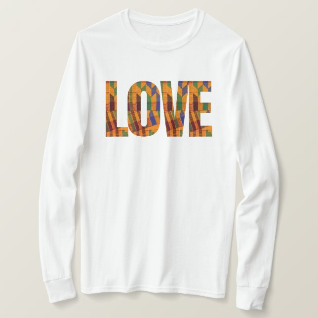 Camiseta Letras de amor con tela de Kente (Anverso del diseño)