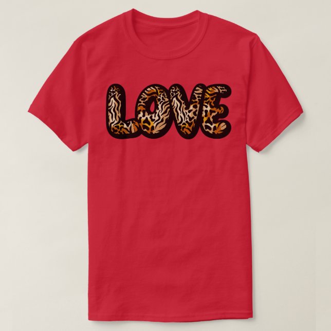Camiseta Letras de amor Impresión animal Chita Leopard Hear (Diseño del anverso)