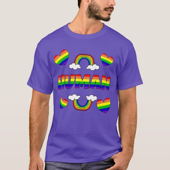 Camiseta Letras de arcoíris humano LGBTQ+ (Anverso)