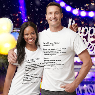 Camiseta Letras de Auld Lang Syne Fiesta de Año Nuevo Perso