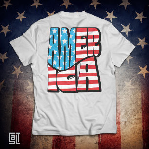 Camiseta Letras de bandera estadounidense atriótica Orgullo