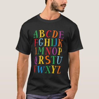 Camiseta Letras De Colores Divertidas Alfabeto Aprende ABCs
