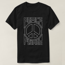 Camiseta Letras de Contorno Blanco Paz Por Favor