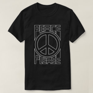 Camiseta Letras de Contorno Blanco Paz Por Favor