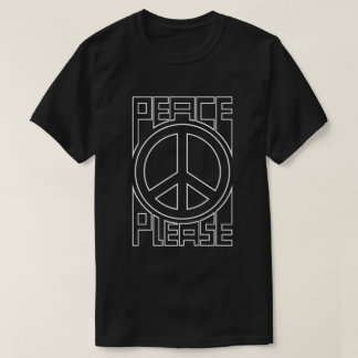 Camiseta Letras de Contorno Blanco Paz Por Favor