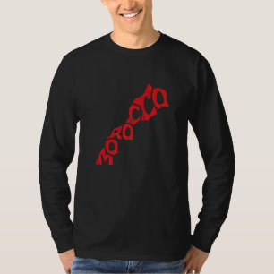 Camiseta Letras de Marruecos en mapa con soporte de bandera