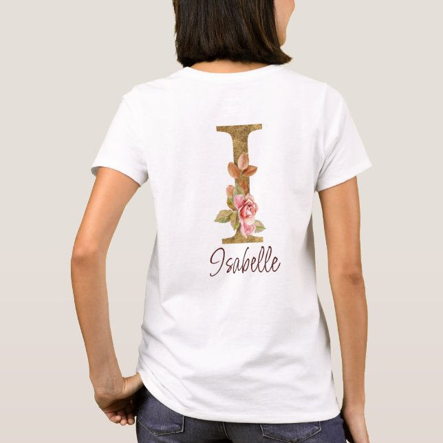 Camiseta Letras de nombre personalizado I lámina de oro ros (Reverso)