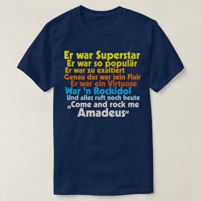 Camiseta Letras de Rock Me Amadeus Falco (Diseño del anverso)
