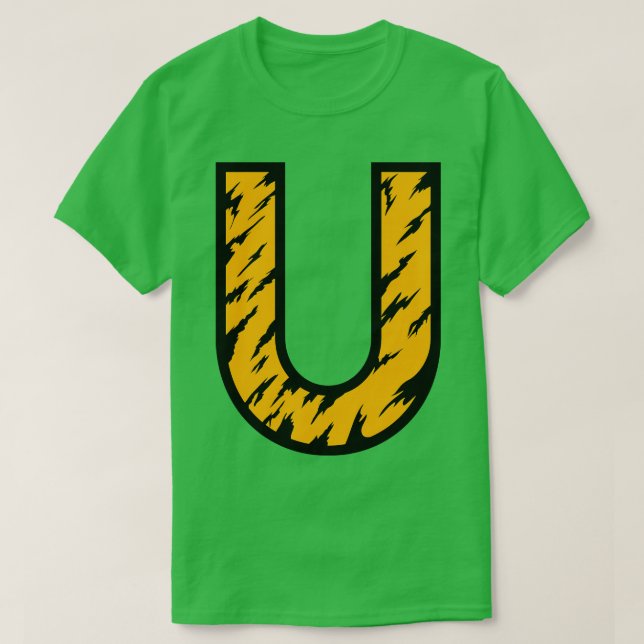 Camiseta Letras de ultravioleta U 1 (Diseño del anverso)