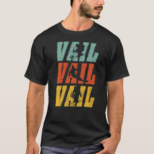 Camiseta Letras De Vail En Colores Retro Esquiar Silhouette