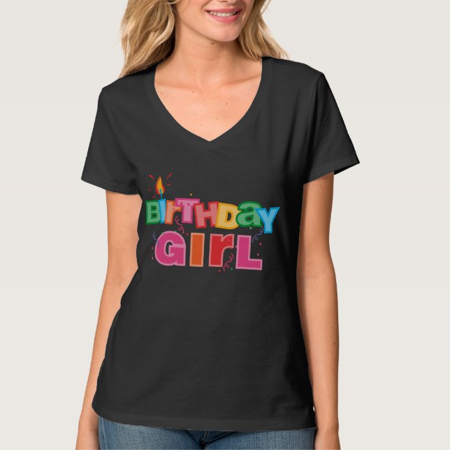 Camiseta Letras del chica del cumpleaños (Anverso)