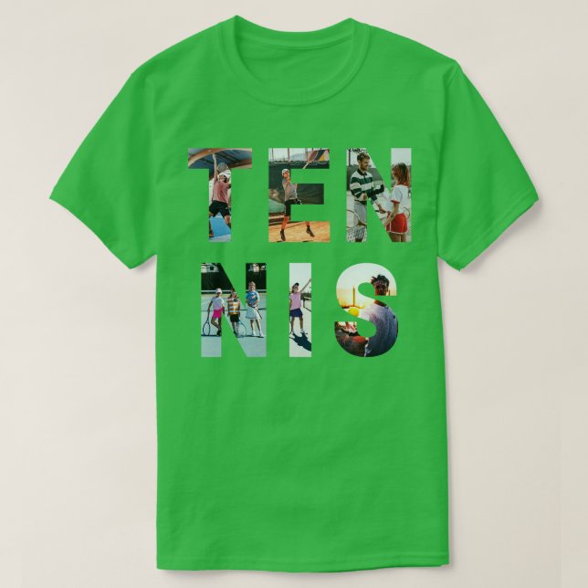 Camiseta Letras fotográficas de tenis abiertas de Estados U (Diseño del anverso)