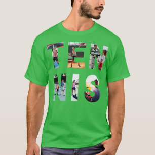 Camiseta Letras fotográficas de tenis abiertas de Estados U